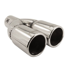Simoni Racing Uitlaatsierstuk Dubbel Rond RVS - Ø76xL230mm - Montage ->61mm