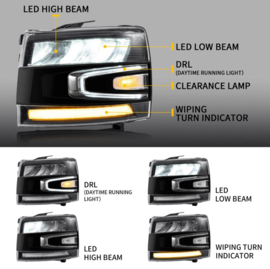 VLAND LED-koplampen voor 2007-2013 Chevrolet Silverado 1500 2500HD 3500HD