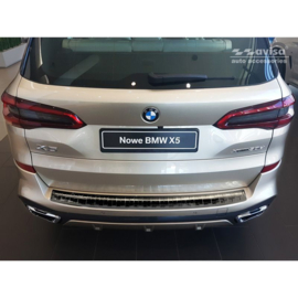 Zwart RVS Achterbumperprotector passend voor BMW X5 (G05) M-Pakket 2018- excl. M-Competition 'Ribs'