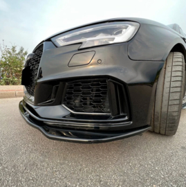 Oneway Voorspoilerlip passend voor Audi RS3 8V Sedan/Sportback Facellift 2017-2020 - Versie 3 - Glanzend zwart