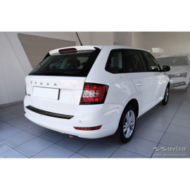 Zwart RVS Achterbumperprotector passend voor Skoda Fabia III Combi FL 2018- 'Ribs'