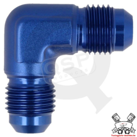 Aluminium 90° adapter male/male D06 Blauw