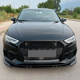 Oneway Voorspoilerlip passend voor Audi RS3 8V Sedan/Sportback Facellift 2017-2020 - Versie 3 - Glanzend zwart