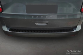 Matzwart Aluminium Achterbumperprotector passend voor Volkswagen Caddy V 2020- 'Riffled Plate'