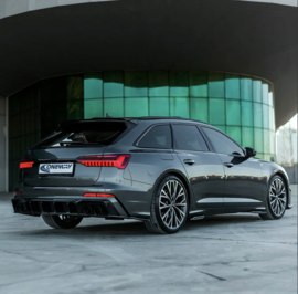 Oneway Achterbumperskirts (Hoeken) passend voor Audi A6 S-Line/S6 C8 (Sedan/Avant) 2018- - Glanzend zwart