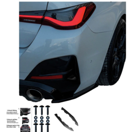 Oneway Achterbumperskirts (Hoeken) passend voor BMW 4-Serie G26 M-Pack/M440i 2021- - Glanzend zwart