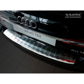 RVS Achterbumperprotector passend voor Audi A6 (C8) Avant 2018- 'Ribs' incl. S-Line & Allroad