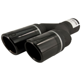 Ulter Sport Uitlaatsierstuk (rechts) - Dubbel Rond Ø70mm - Lengte 200/180mm - Montage ->50mm - RVS Zwart