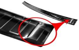 Zwart RVS Achterbumperprotector passend voor Volkswagen Caddy 2004-2015 & FL 2015-2020 'Ribs'