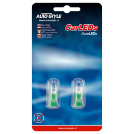 T-8 LED Lampen 12V Groen Wide-Angle, set à 2 stuks