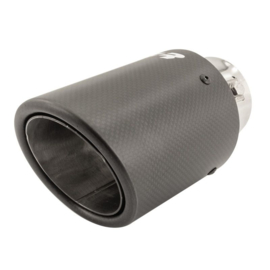 Simoni Racing Uitlaatsierstuk Rond/Schuin Mat-Carbon+RVS - Ø89xL155mm - Montage 36-60mm