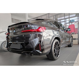 Zwart RVS Achterbumperprotector passend voor BMW X4 G02/F98 M Competition Facelift 2021- 'Ribs'