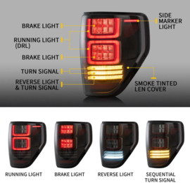 VLAND LED-achterlichten voor 2009-2014 Ford F150 Amber sequentiële richtingaanwijzer Kleur (lens) Licht gerookt