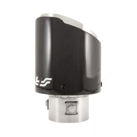 Simoni Racing Uitlaatsierstuk Rond/Schuin Glanzend-Carbon+RVS - Ø102xL155mm - Montage 63mm
