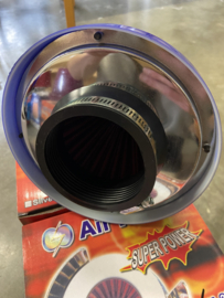 Air Filter 76mm Blauw/Chroom/Rood