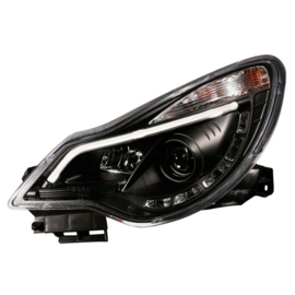 Set Koplampen incl. DRL passend voor 'Light-Bar' Opel Corsa D 2011-2014 - Zwart - NIET OPC