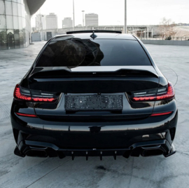 Oneway Achterbumperskirt (Diffuser) passend voor BMW 3-Serie G20/G21 M-Pack 2018-2022 (met ovale uitlaatsierstukken) - Glanzend zwart