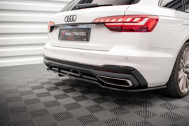 Maxton Design CENTRALE ACHTERSPLITTER (MET VERTICALE SPIJLEN) AUDI A4 S-LINE B9 FACELIFT Gloss Black