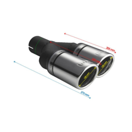Ulter Sport Uitlaatsierstuk - Dubbel Rond Ø100mm RS - Lengte 225mm - Montage ->50mm - RVS