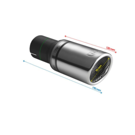 Ulter Sport Uitlaatsierstuk - Rond Ø70mm Schuin RS - Lengte 120mm - Montage ->50mm - RVS