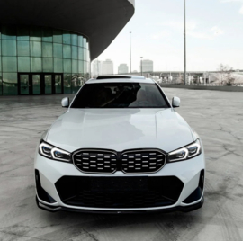 Oneway Voorspoilerlip passend voor BMW 3-Serie G20/G21/M340i M-Pack Facelift 2022- - Glanzend zwart