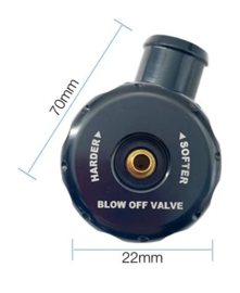 Simoni Racing Universele Blow-Off Valve Type 13 - voor benzineturbomotoren, met instelbare afblaasdruk - Aansluiting 22mm, Lengte 90mm, Diameter 48mm - Zwart