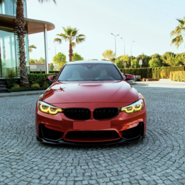 Oneway Voorspoilerlip passend voor BMW M3 F80 2014-2018 & M4 F82 2014-2021 + Front Flaps - Glanzend zwart