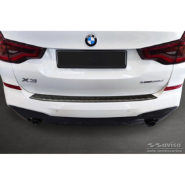 Zwart RVS Achterbumperprotector passend voor BMW X3 G01 M-Pakket 2017-2021 & Facelift 2021- Incl. M Competition 2019-2021 'Ribs'