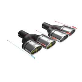 Ulter Sport Uitlaatsierstuk (rechts) - Dubbel Ovaal 95x65mm Schuin - Lengte 200/180mm - Montage ->50mm - RVS