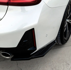 Oneway Achterbumperskirts (Hoeken) passend voor BMW 3-Serie G20/G21 M-Pack Facelift 2022- - Glanzend zwart