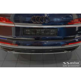 Zwart RVS Achterbumperprotector passend voor Audi Q7 (4M) 2015-2019 & FL 2019- incl. S-Line