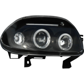 Set Koplampen passend voor Renault Clio II 1998-2001 - Zwart - incl. Angel-Eyes