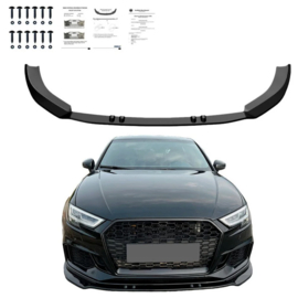 Oneway Voorspoilerlip passend voor Audi RS3 8V Sedan/Sportback Facellift 2017-2020 - Versie 3 - Glanzend zwart