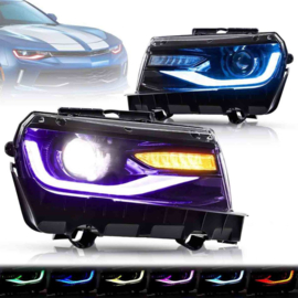 VLAND LED RGB-koplampen voor 2014 2015 Chevrolet Camaro Stijl: Dual Beam RGB-koplampen Accessoires: Z/O-lampen
