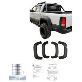 Oneway Set spatbordverbreders (Fender Flares) passend voor Volkswagen Amarok MK1 2010-2016 - Matzwart