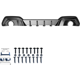 Oneway Achterbumperskirt (Diffuser) passend voor BMW 3-Serie G20/G21 M-Pack 2018-2022 (met ronde uitlaatsierstukken) - Glanzend zwart