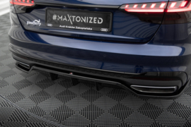 Maxton Design CENTRALE ACHTERSPLITTER (MET VERTICALE SPIJLEN) V.2 AUDI A4 S-LINE B9 FACELIFT Gloss Black