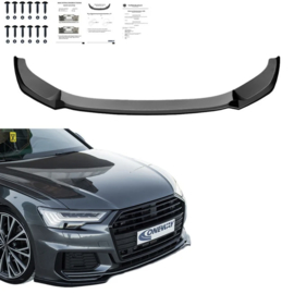 Oneway Voorspoilerlip passend voor Audi A6 S-Line/S6 C8 (Sedan/Avant) 2018- - Versie 2 - Glanzend zwart
