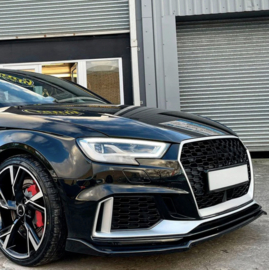 Oneway Voorspoilerlip passend voor Audi RS3 8V Sedan/Sportback Facelift 2017-2020 - Glanzend zwart