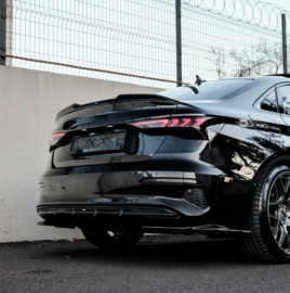 Oneway Achterbumperskirts (Hoeken) passend voor Audi A3 (8Y) Sedan 2020-2024 excl. S-Line/S3/RS3 - Glanzend zwart