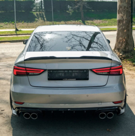 Oneway Achterbumperskirts (Hoeken) passend voor Audi A3 (8V) Sedan Facelift 2016-2020 - Glanzend zwart