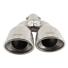 Simoni Racing Uitlaatsierstuk Dubbel Ovaal/Schuin RVS - 167x67xL220mm - Montage 37->57mm - Rechts