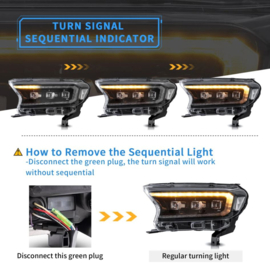 VLAND LED-projectorkoplampen voor Ford Ranger 2015-2023 [internationale editie] Kleur (zijmarkering) Heldere reflector