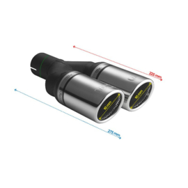 Ulter Sport Uitlaatsierstuk - Dubbel Rond Ø90mm RS - Lengte 225mm - Montage ->50mm - RVS