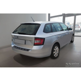 Zwart RVS Achterbumperprotector passend voor Skoda Fabia III Combi 2014-2018 'STRONG EDITION'