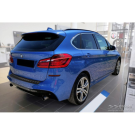 Zwart RVS Achterbumperprotector passend voor BMW 2 Active Tourer F45 2013-2021 met M-Pakket 'Ribs'