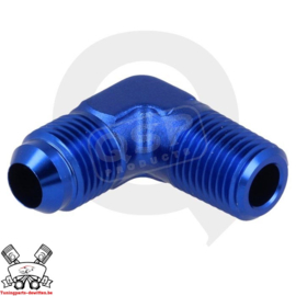 Aluminium 90° adapter male D06-1/4"NPT Blauw