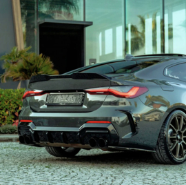 Oneway Achterbumperskirts (Hoeken) passend voor BMW 4-Serie G22/G23 Coupe/Cabrio M-Pack/M440i 2020-2024 & Facelift 2024- - Glanzend zwart