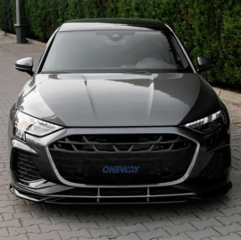 Oneway Voorspoilerlip passend voor Audi A3 (8Y) S-Line/S3 Facelift 2025- - Glanzend zwart