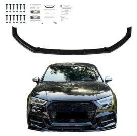 Oneway Voorspoilerlip passend voor Audi S3 8V Sedan 2016-2020 - Glanzend zwart